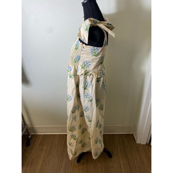 Tuckernuck Cream Blue Cotton Long Sundress Sz M - Picture 2 of 5